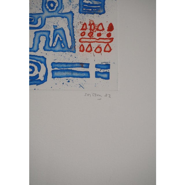 Modern Jacques Soisson, Response in Blue, Original Engraving For Sale - Image 3 of 6