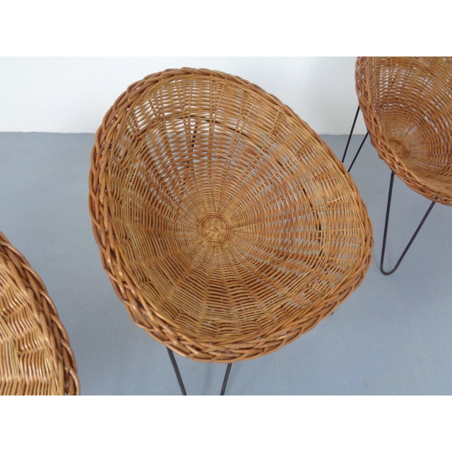 Mid-Century Bamboo Chairs attributed to Janine Abraham and Dirk Jan Rol, France, Set of 4 For Sale - Image 12 of 17