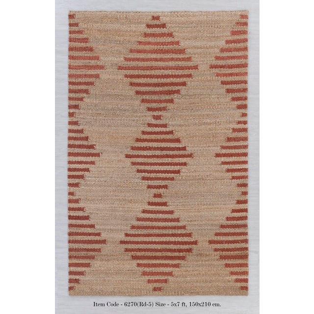 Gold Red Jute Premium Diamond Design Scandivian Rug Hand Woven 9x12Ft. For Sale - Image 13 of 13