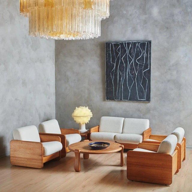 Cheval white oak coffee table designed in-house by South Loop Loft and handmade in Chicago by Drake Woodworking. This...