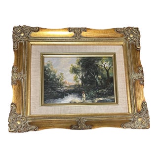 Mid 20th Century Original Signed Impressionist Oil Landscape For Sale