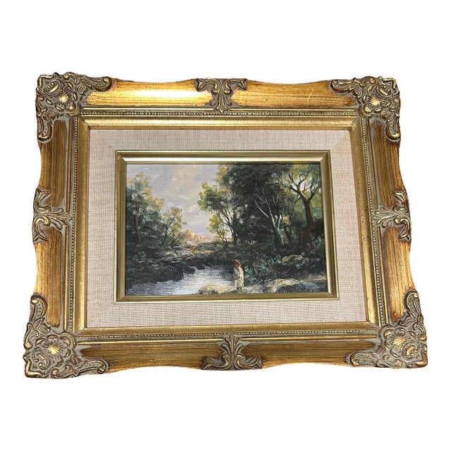 Mid 20th Century Original Signed Impressionist Oil Landscape For Sale