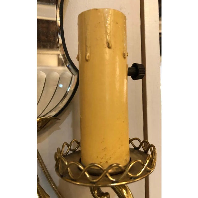 Jansen Wall Sconces, Hollywood Regency Era With Mirror Backs - a Pair For Sale - Image 4 of 9