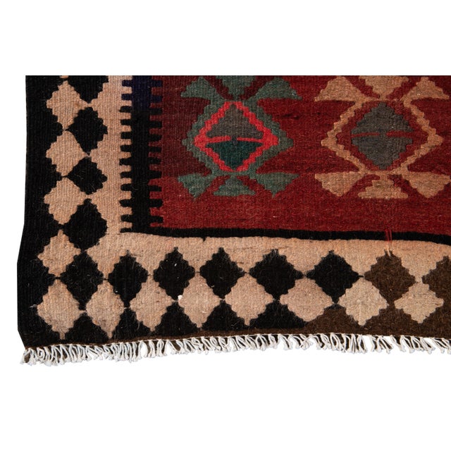 Red Mid-20th Century Vintage Kilim Runner Rug 5' 1" X 12' 2''. For Sale - Image 8 of 13