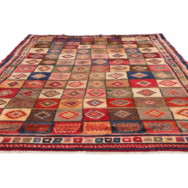 Mid-Century Modern Vintage Persian Lori Checkerboard Rug - 06'02 X 08'09 For Sale - Image 3 of 9