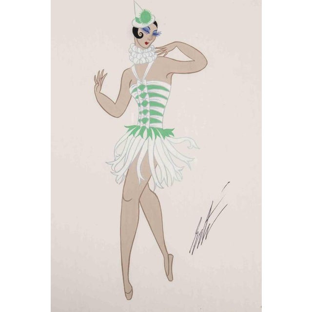 Erté, Scaramouche, Pierrette, 1979, Gouache Drawing on Paper, Framed For Sale