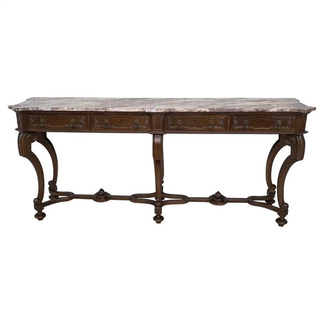 20th Century Neoclassical Revival Marble Top Console Table For Sale - Image 11 of 11