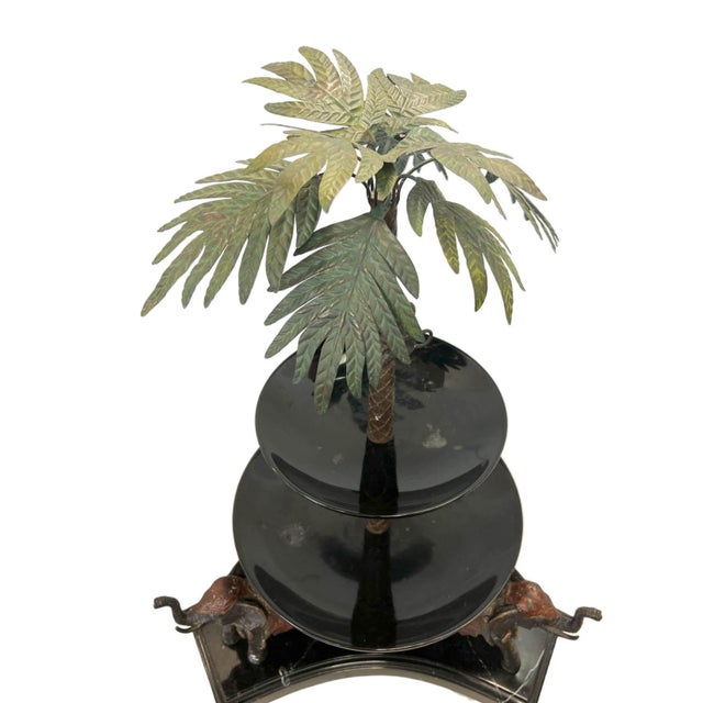 1980s 1980s Sculptural Palm Beach Regency 3-Tier Monkey & Elephant Centerpiece Server For Sale - Image 5 of 9