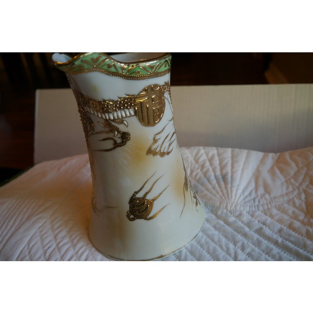 Antique Nagoya Shofu Nippon Porcelain Heavy Moriage Gold Gilt Dragon Ware Chocolate Pot For Sale - Image 9 of 13