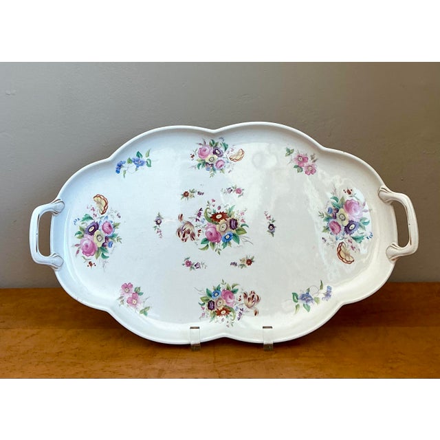 Victorian Vintage Coalport Glazed Ceramic Floral Tray For Sale - Image 3 of 12