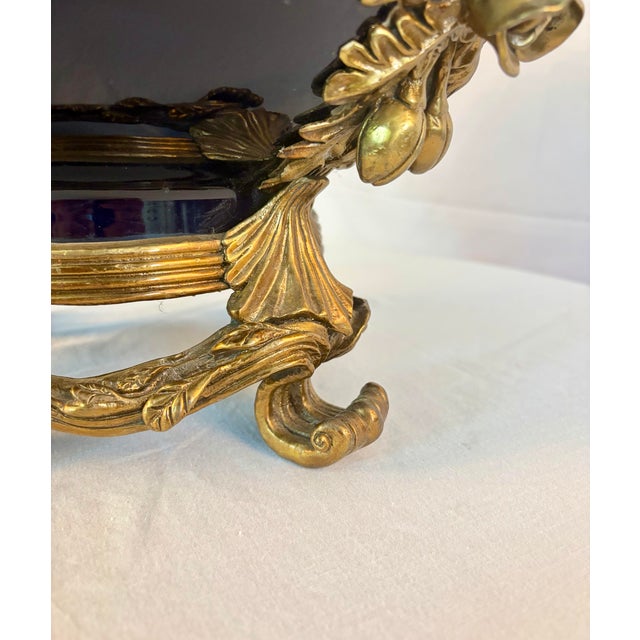 Vintage French Sèvres Style Cobalt Porcelain & Ormolu Centerpiece Bowl | Louis XV Revival For Sale - Image 10 of 10