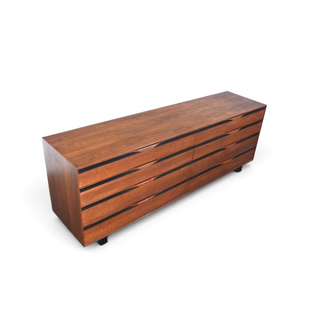 Wood Mid 20th Century John Kapel Low Eight Drawer Dresser in Walnut For Sale - Image 7 of 10