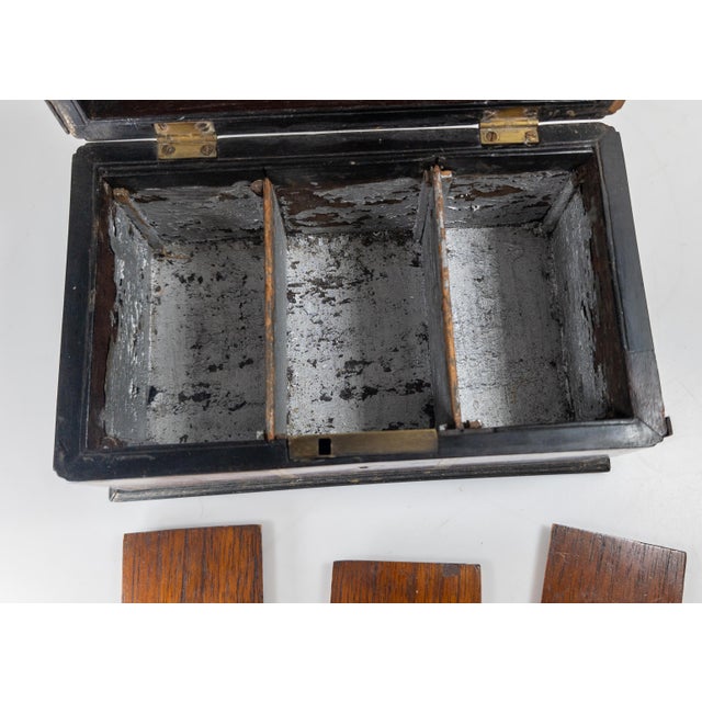 19th Century English Regency Sarcophagus Form Tea Caddy Box With Inlay For Sale - Image 10 of 14