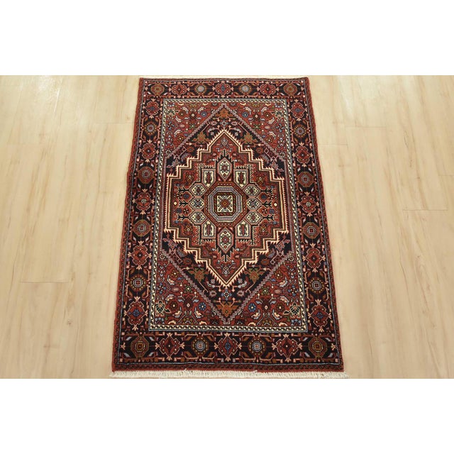 Tribal Goltogh Rug 2’7” X 4’1” Red Wool Vintage Traditional Hand-Knotted Carpet For Sale - Image 3 of 10