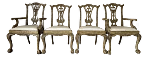 Maitland-Smith Chippendale-Style Carved Wood Clawfoot Dining Chairs – Set of 4