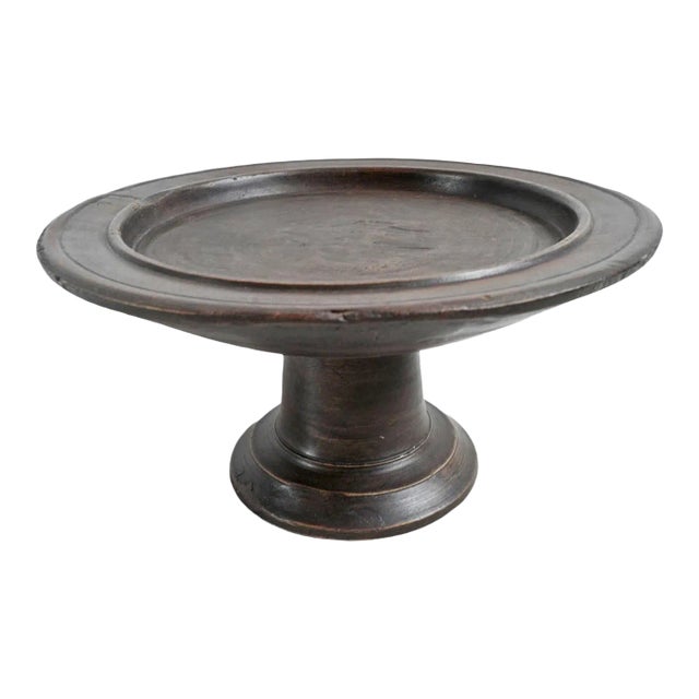Mid 20th Century Vintage Java Wood Pedestal Tray Large For Sale