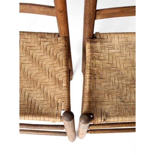 Antique Splint Weave Seat Chairs Pair For Sale - Image 6 of 13