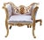 French Louis XV-Inspired Accent Chair – Gold Leaf Carved Frame With Luxurious Damask Upholstery For Sale