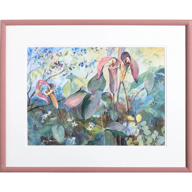 Ginny Masters - Flowers Framed Watercolor Painting For Sale