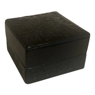 Mid 20th Century Italian Embossed Leather Square Box For Sale