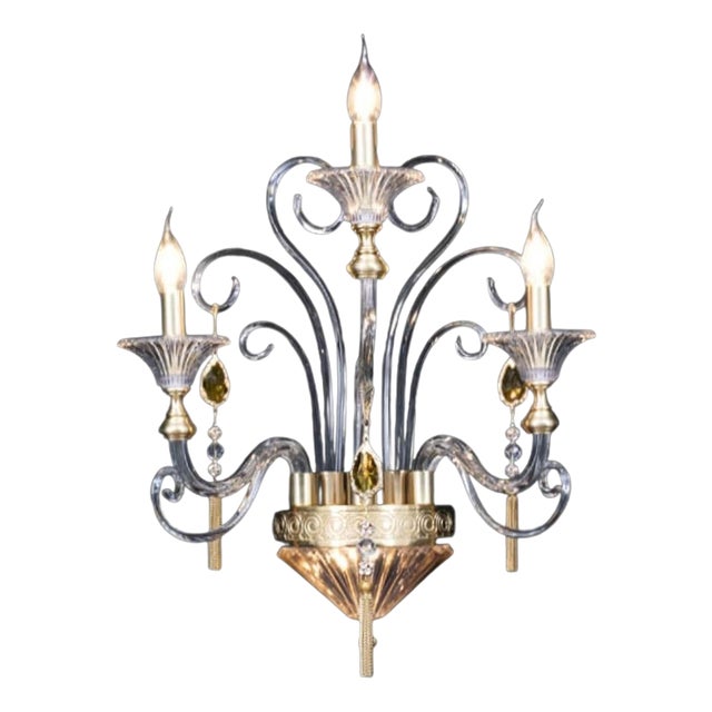 Collection Dubai Wall Lamp in Metal and Crystal by Jago For Sale