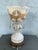 Art Deco 1930s Bohemian German Opaline Boudoir Lamp With Gilt Laurel Décor & Crystal Prisms For Sale - Image 3 of 10