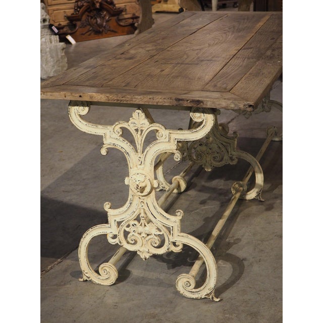 Antique French Painted Cast Iron and Oak Table From Alsace, Circa 1900 For Sale - Image 15 of 18