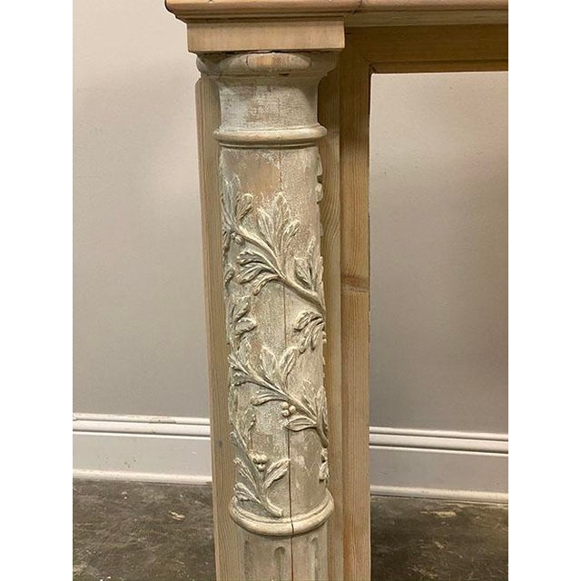 French French Louis XVI Neoclassical Style Carved Wood Fireplace Mantel For Sale - Image 3 of 12