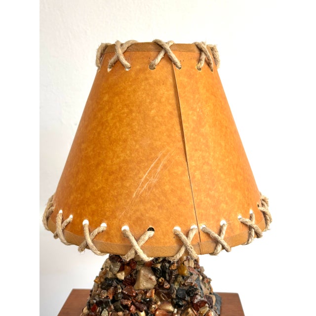 1940s Rustic Stone Fireplace Lamp Plus Night Light With Shade For Sale - Image 10 of 12
