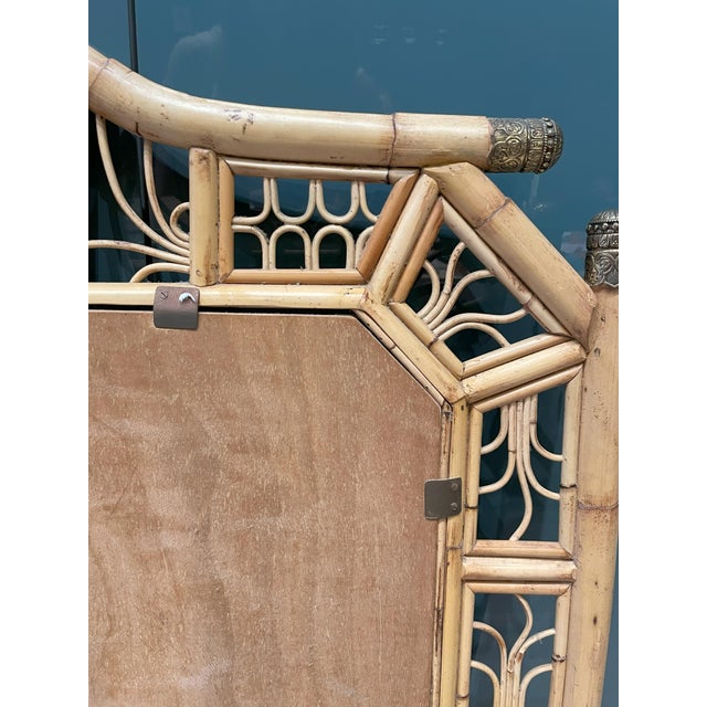 Large Vintage Chinoiserie Bamboo and Brass Wall Mirror For Sale - Image 12 of 12