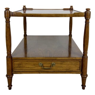 Vintage Baker Furniture French Regency Louis XVI Style Burled Walnut Two-Tier Side Table For Sale
