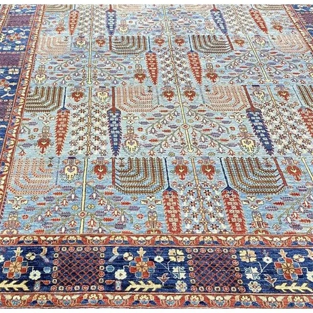 1990s Handwoven Blue Bijar Style Rug 8'0" X 9'9" For Sale - Image 5 of 11