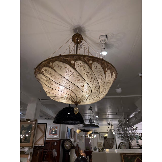 Fortuny Feneri Lighting & Co. Fortuny-Style Hand-Painted Light Pendant, Vintage For Sale - Image 4 of 12