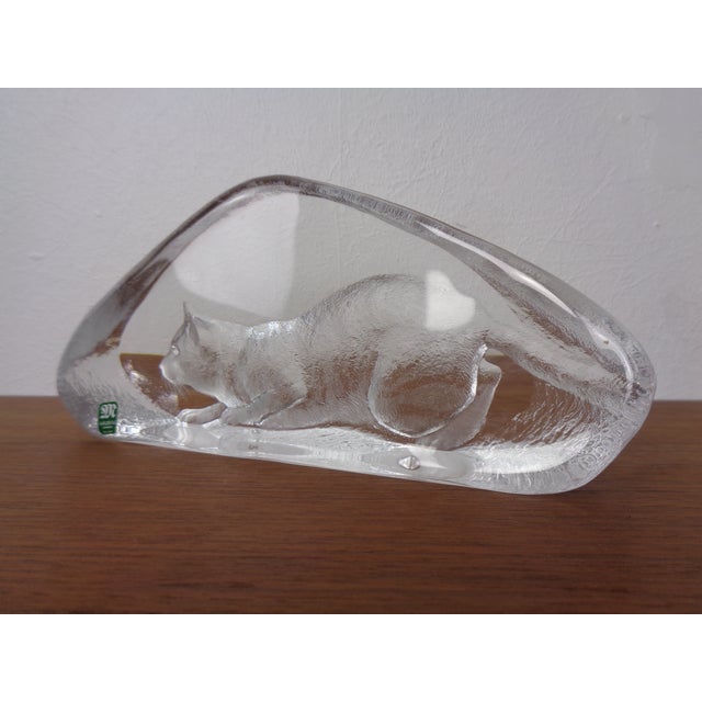 Large Crystal Glass Cat Sculpture by Mats Jonasson for Maler As, Sweden, 1980s For Sale - Image 6 of 18