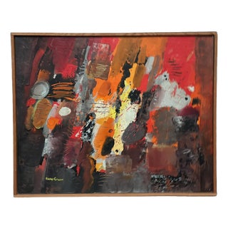 Kulo Green, Composition, 1950s, Oil Painting on Panel, Framed For Sale
