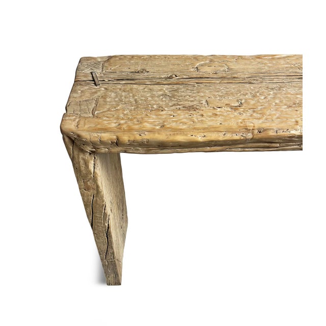 Late 20th Century Vintage Weathered Elm Console Table For Sale - Image 5 of 6