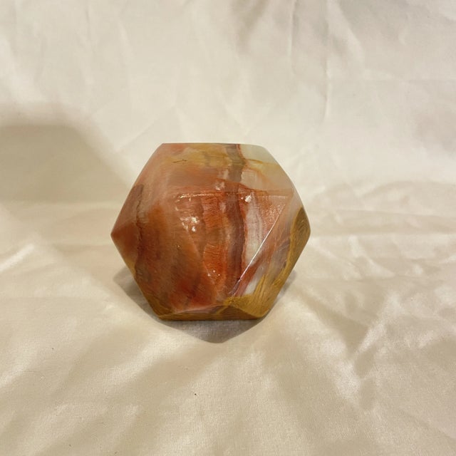 Polished agate geometric paperweight in good condition. No chips or cracks.