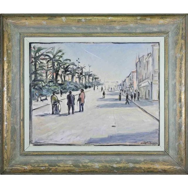 Michelangelo Cupisti, The Viareggio Promenade, Oil Painting, 1990s, Framed For Sale - Image 4 of 4