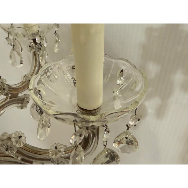 Vintage Six Light Glass + Crystal Chandelier For Sale - Image 9 of 12