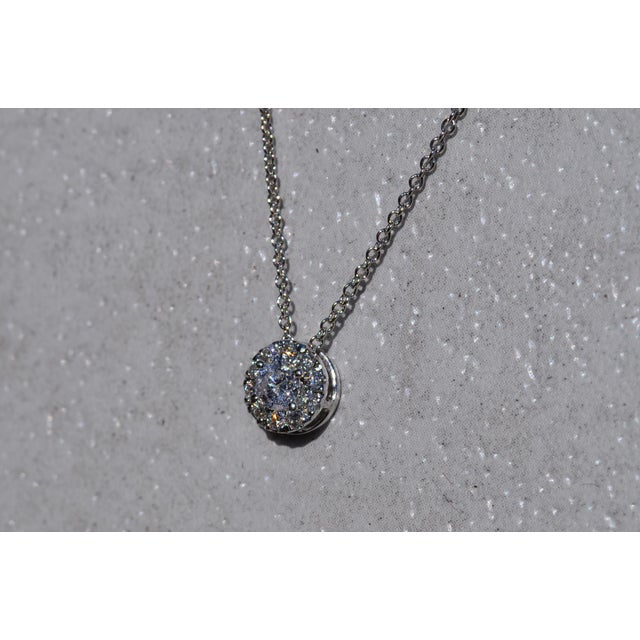 The Magley: Ladies 14K White Gold Diamond Halo Necklace For Sale - Image 4 of 5