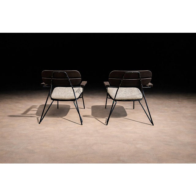 Armchairs in Ebonized Wood & Metal, Carlo Hauner, 1950s For Sale - Image 11 of 16