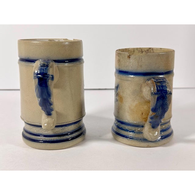 American 19th Century Whites Utica Salt Glazed Stoneware Beer Mugs Advertising Schlitz & Iroquois Brewing Companies For Sale - Image 3 of 10