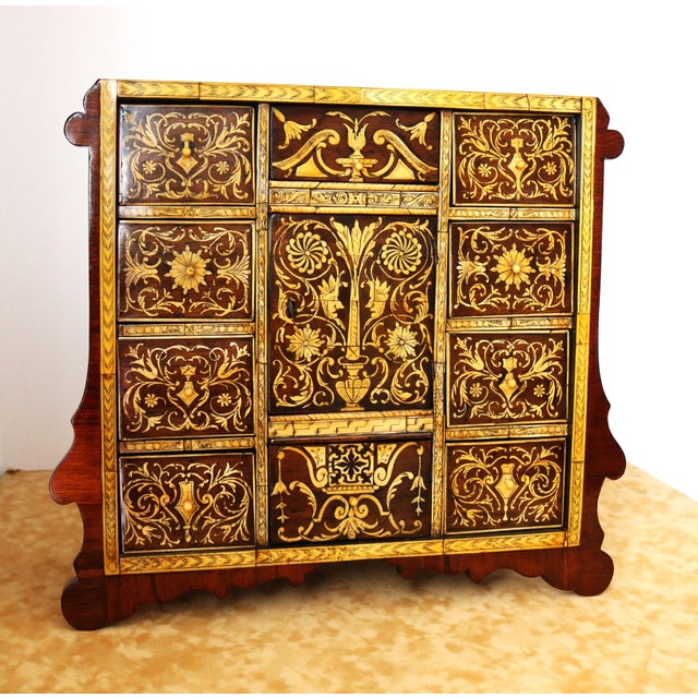 Wood 18th Century Baroque Inlaid Coin Cabinet For Sale - Image 7 of 18