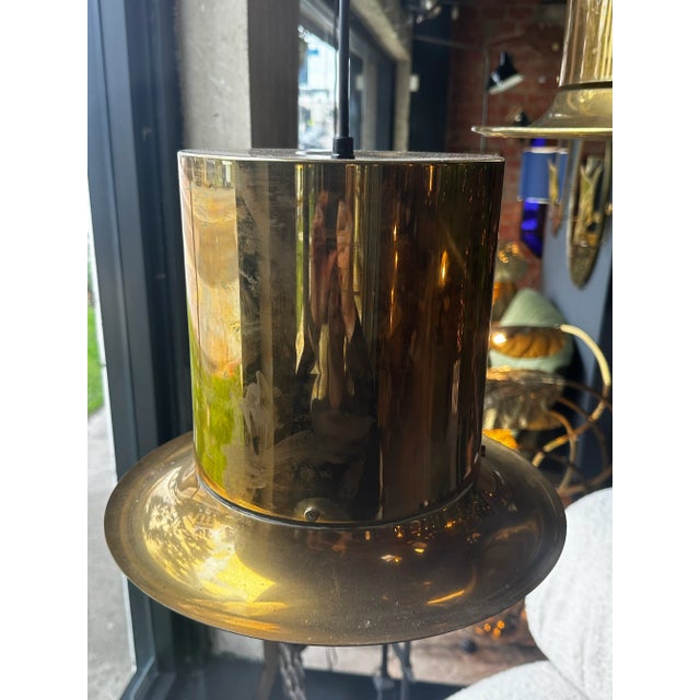 Mid-Century Modern Italian Brass Hat Pendant 1950 For Sale - Image 4 of 4