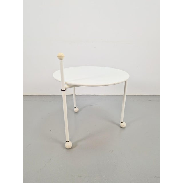 Bogen White Table by Tord Björklund for Ikea – 1986 White metal folding table with round wheels, designed by Tord...