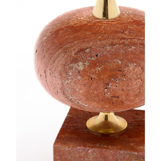 Metal Vintage French Marble Table Lamp by Philippe Barbier For Sale - Image 7 of 9