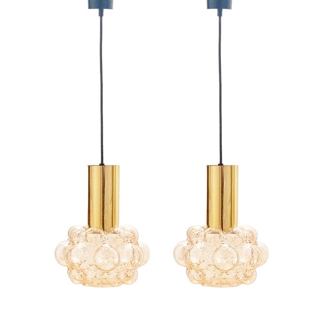 Mid-Century Modern Amber Bubble Glass Pendant by Helena Tynell for Limburg, 1960s For Sale - Image 10 of 10