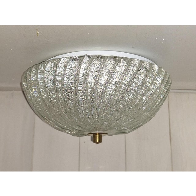 Vintage Flat Ceiling Lamp with Curved Frosted Glass Shade on Brass Bracket, 1980s For Sale - Image 3 of 8