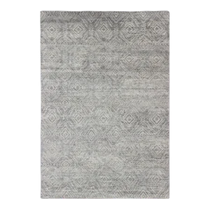 Hand-Knotted Modern Diamond Design Area Rug in Gray-Green by Keivan Woven Arts