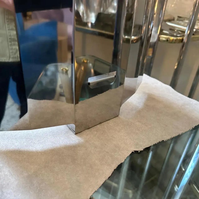 A Pair of 1980s Modern Steel Italian Ambient Light Wall Sconces For Sale - Image 4 of 11